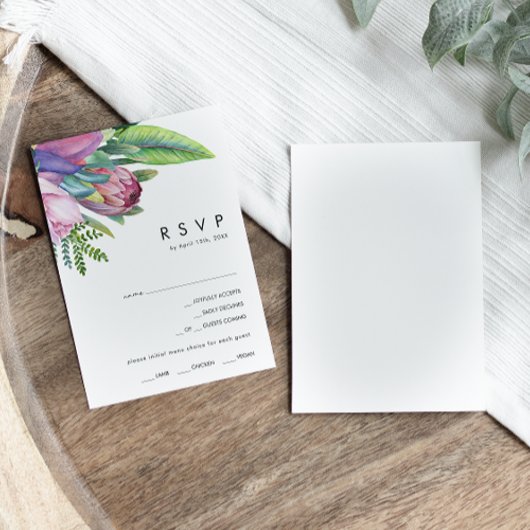 熱帯カラフルフローラ |メニュー選択RSVPカード 出欠カード