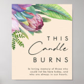 熱帯カラフルフローラ |桃このロウソクが燃える ポスター (正面)