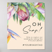 熱帯カラフルフローラ | Peach Oh Snapハッシュタグ ポスター (正面)