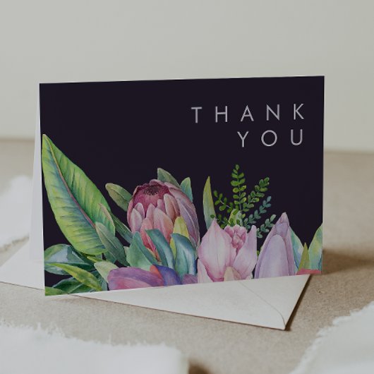 熱帯カラフルフローラ | PurpleThank You Card サンキューカード