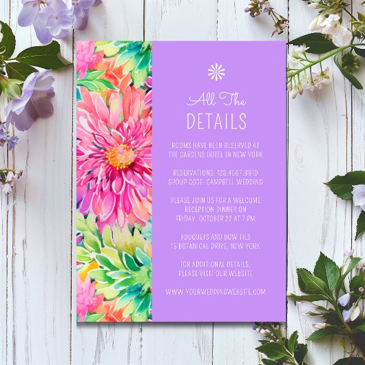 熱帯カラフルモダンフローラ結婚詳細 エンクロージャーカード
