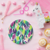 熱帯カラフルモダン植物模様 ペーパープレート (パーティー)