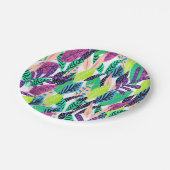 熱帯カラフルモダン植物模様 ペーパープレート (アングル)