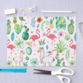 熱帯カラフル動物の花と葉柄 薄葉紙 (クラフト)