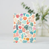 熱帯カラフル夏サンゴ貝殻 シーズンポストカード (スタンド正面)