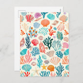 熱帯カラフル夏サンゴ貝殻 シーズンポストカード (正面/裏面)