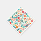 熱帯カラフル夏サンゴ貝殻 スタンダードカクテルナプキン (角)