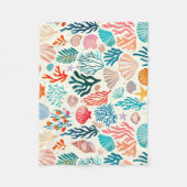 熱帯カラフル夏サンゴ貝殻 フリースブランケット (正面)