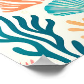 熱帯カラフル夏サンゴ貝殻 ポスター (角)