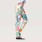 熱帯カラフル夏サンゴ貝殻 レギンス (右)