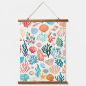 熱帯カラフル夏サンゴ貝殻 吊り下げ型タペストリー (正面)