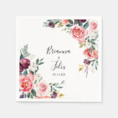 熱帯カラフル夏フローラミニマ結婚リスト スタンダードカクテルナプキン (正面)