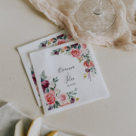 熱帯カラフル夏フローラミニマ結婚リスト スタンダードカクテルナプキン