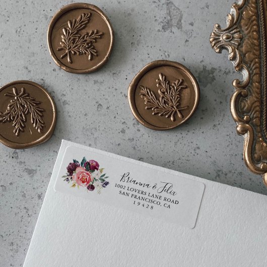 熱帯カラフル夏フローラ差出人住所 ラベル