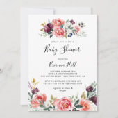 熱帯カラフル夏フローラ赤ちゃんシャワー 招待状 (正面)