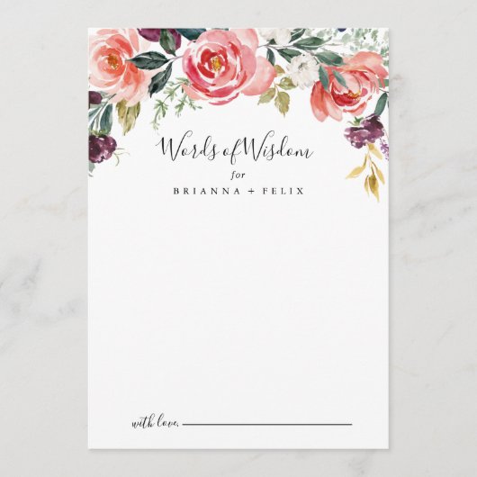 熱帯カラフル夏結婚の知恵の言葉 アドバイスカード (正面)