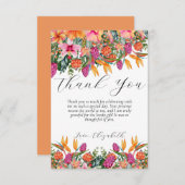 熱帯カラフル島の花オレンジとピンク サンキューカード (正面/裏面)
