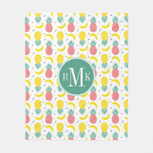 熱帯カラフル果実模様 フリースブランケット (正面)