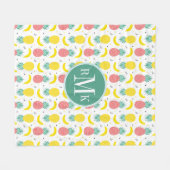 熱帯カラフル果実模様 フリースブランケット (正面(横))