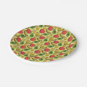 熱帯カラフル果実継目パターン ペーパープレート (アングル)