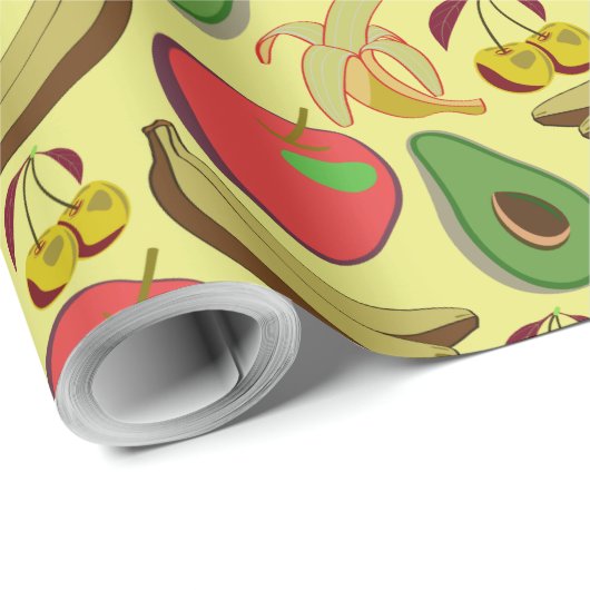 熱帯カラフル果実継目パターン ラッピングペーパー (ロールコーナー)