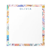 熱帯カラフル植物模様パーソナライズされた ノートパッド (正面)