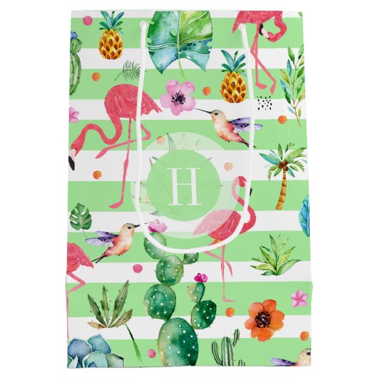 熱帯カラフル模様 ミディアムペーパーバッグ (裏面)