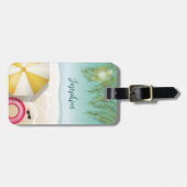 熱帯カラフル海ビーチサマー葉パーム ラゲッジタグ (正面横)