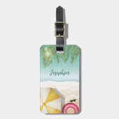 熱帯カラフル海ビーチサマー葉パーム ラゲッジタグ (正面縦)