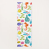 熱帯カラフル海洋生物と動物のパターン ヨガマット (裏面)
