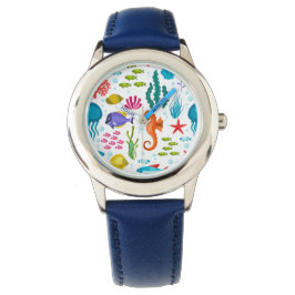 熱帯カラフル生活と動物パターン 腕時計