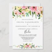 熱帯カラフル秋のフローラスペインの結婚の 招待状 (正面)