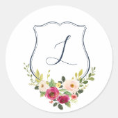 熱帯カラフル秋のフローラ結婚のクラス ラウンドシール (正面)