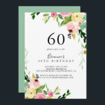 熱帯カラフル秋フローラ60th誕生日パーティー 招待状<br><div class="desc">この熱帯カラフル秋フローラ60th誕生日パーティーへの招待は、誕生日パーティーにモダン最適である。このデザインは、ピンク、赤面、イエロー、ブルー、ホワイトの水色の秋牡丹と植物性のグリーンの牡丹を備え葉ている。</div>