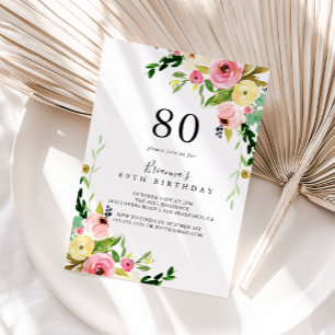熱帯カラフル秋フローラ80th誕生日パーティー 招待状