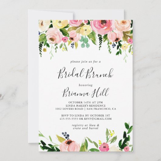 熱帯カラフル秋ブライダルブランチブライダルシャワー 招待状 (正面)