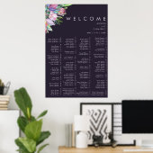 熱帯カラフル紫アルファベットの座席 ポスター (ホームオフィス)