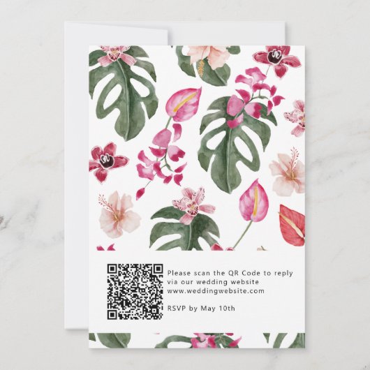 熱帯カラフル結婚式招待状 招待状 (裏面)