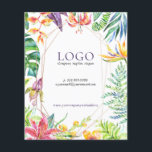 熱帯カラフル花の幾何学模様金ゴールド枠 チラシ<br><div class="desc">美しいカラフルの水の色の熱帯花や金ゴールドトーンの葉の線の幾何学的なフレームを交差。</div>