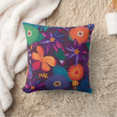 熱帯カラフル花の模様とはっきりした開花 クッション (ブランケット)