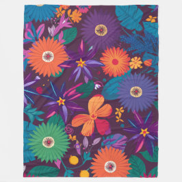 熱帯カラフル花の模様とはっきりした開花 フリースブランケット