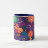 熱帯カラフル花の模様とはっきりした開花 マグカップ (中央)