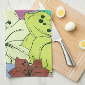 熱帯カラフル花シームレスパターン キッチンタオル (四つ折り)