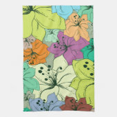 熱帯カラフル花シームレスパターン キッチンタオル (縦)