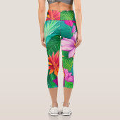 熱帯カラフル花パターン カプリレギンス (裏面)
