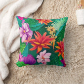 熱帯カラフル花パターン クッション (ブランケット)