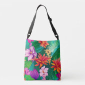 熱帯カラフル花パターン クロスボディバッグ (裏面)