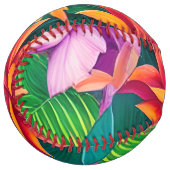 熱帯カラフル花パターン ソフトボール (正面左)