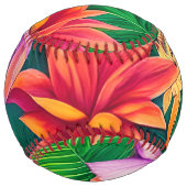 熱帯カラフル花パターン ソフトボール (裏面)