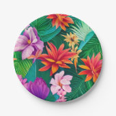 熱帯カラフル花パターン ペーパープレート (正面)